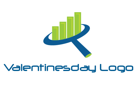 graph bars coming out of a magnifying glass logo