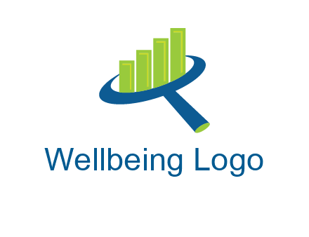 graph bars coming out of a magnifying glass logo