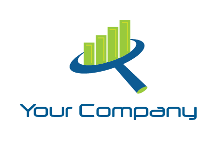 graph bars coming out of a magnifying glass logo