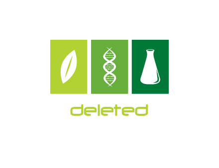 rectangles with leaf, flask and DNA logo