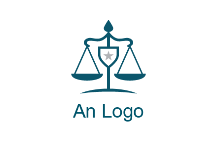 legal justice system logo with a star and scale