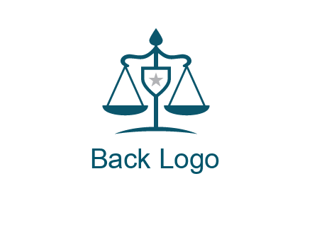 legal justice system logo with a star and scale
