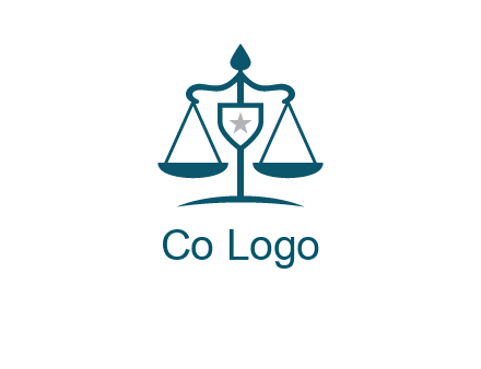 legal justice system logo with a star and scale