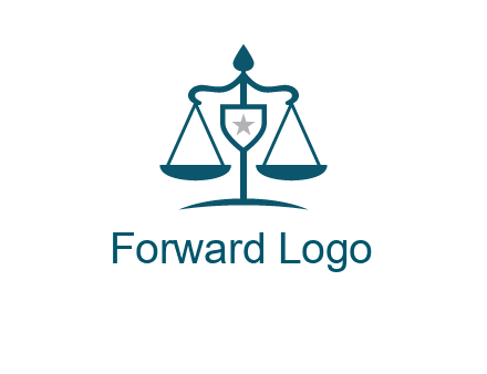 legal justice system logo with a star and scale