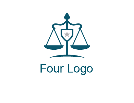 legal justice system logo with a star and scale