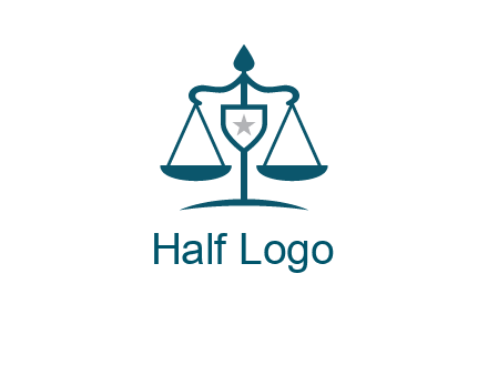 legal justice system logo with a star and scale