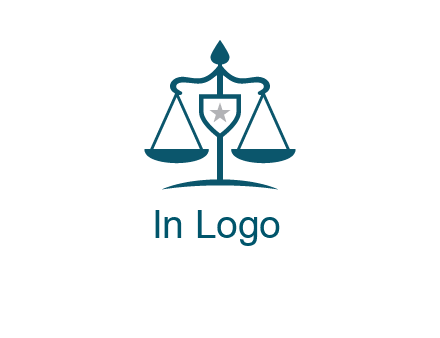 legal justice system logo with a star and scale