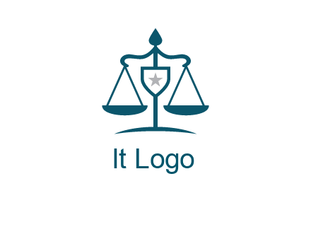 legal justice system logo with a star and scale