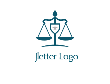 legal justice system logo with a star and scale