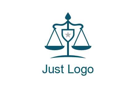 legal justice system logo with a star and scale