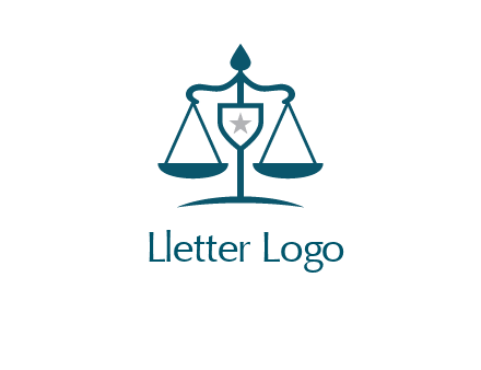 legal justice system logo with a star and scale