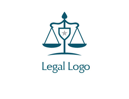 legal justice system logo with a star and scale