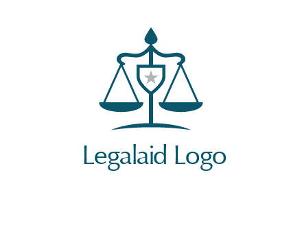 legal justice system logo with a star and scale