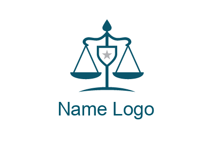 legal justice system logo with a star and scale