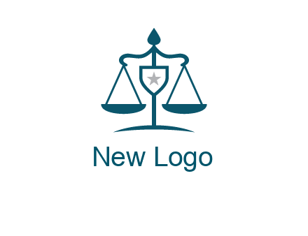legal justice system logo with a star and scale