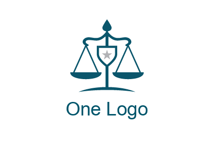 legal justice system logo with a star and scale