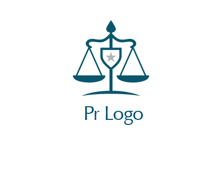 legal justice system logo with a star and scale