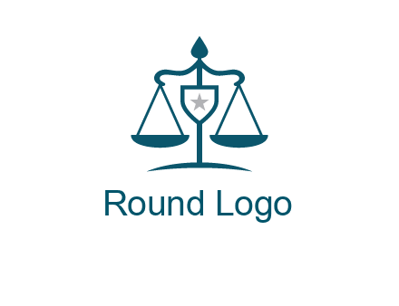legal justice system logo with a star and scale