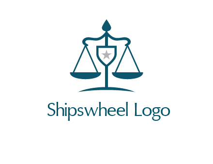legal justice system logo with a star and scale