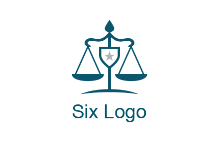 legal justice system logo with a star and scale