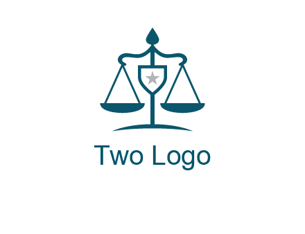 legal justice system logo with a star and scale