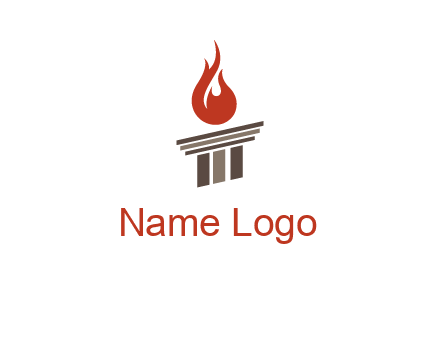 pillar with flames logo