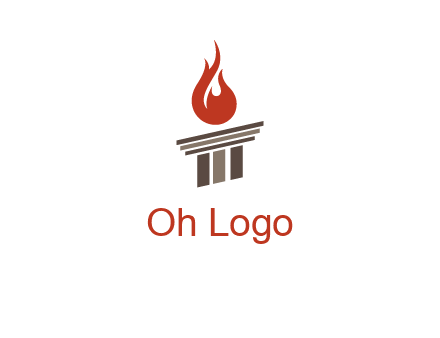 pillar with flames logo