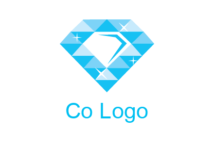 clear diamond inside shiny blue diamond logo