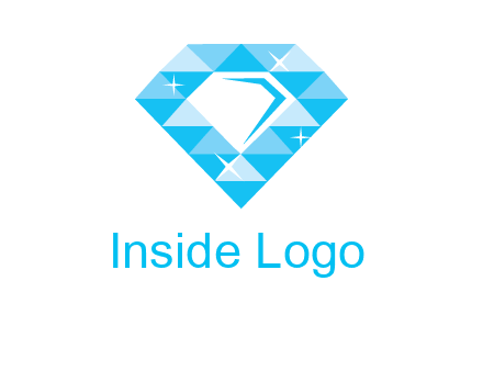 clear diamond inside shiny blue diamond logo