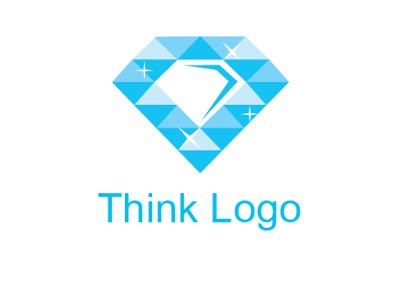 clear diamond inside shiny blue diamond logo