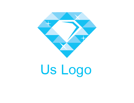 clear diamond inside shiny blue diamond logo