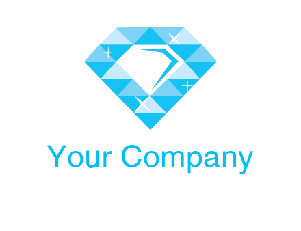 clear diamond inside shiny blue diamond logo