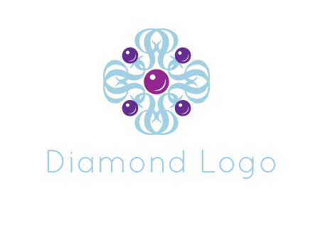 aquatic logo with purple pearls and