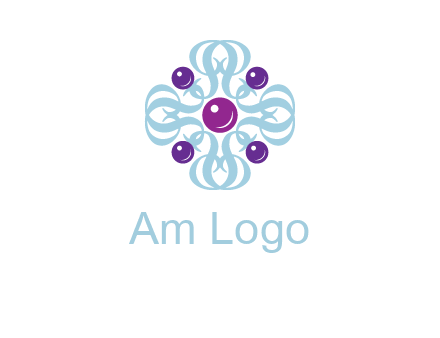 aquatic logo with purple pearls and