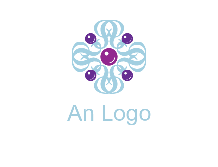 aquatic logo with purple pearls and