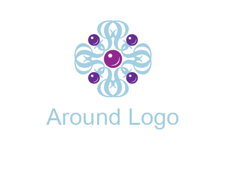 aquatic logo with purple pearls and