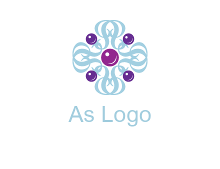 aquatic logo with purple pearls and