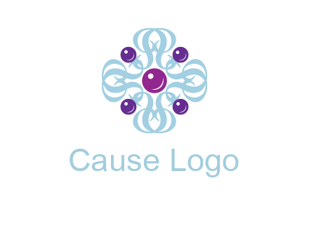 aquatic logo with purple pearls and