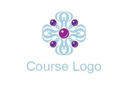 aquatic logo with purple pearls and