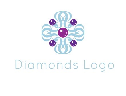 aquatic logo with purple pearls and