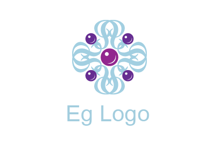 aquatic logo with purple pearls and