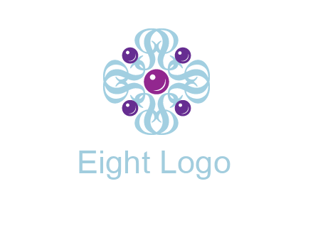 aquatic logo with purple pearls and