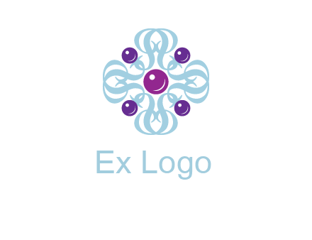 aquatic logo with purple pearls and
