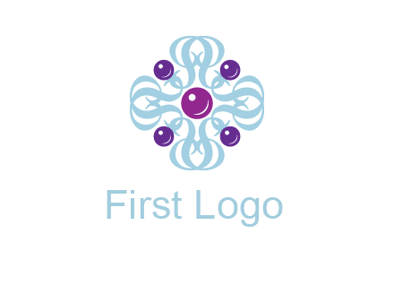aquatic logo with purple pearls and