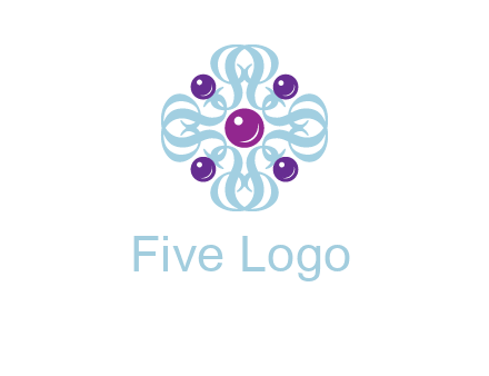 aquatic logo with purple pearls and