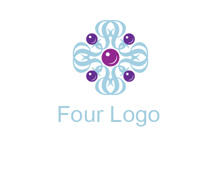 aquatic logo with purple pearls and