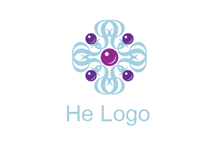 aquatic logo with purple pearls and