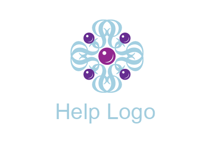 aquatic logo with purple pearls and