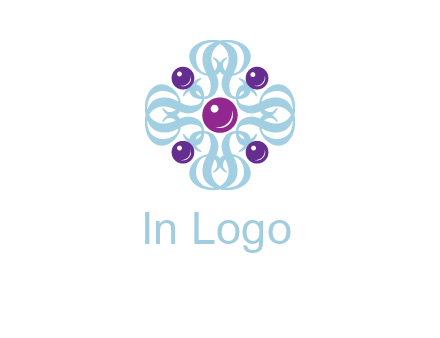aquatic logo with purple pearls and