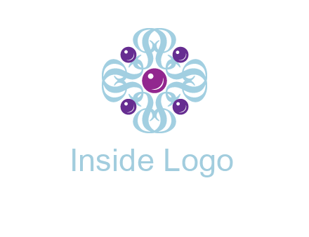 aquatic logo with purple pearls and